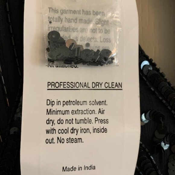 Stenay Beaded Vintage Black Silk Dress Size 8 V-Neck Back Zip NWT - Picture 6 of 9